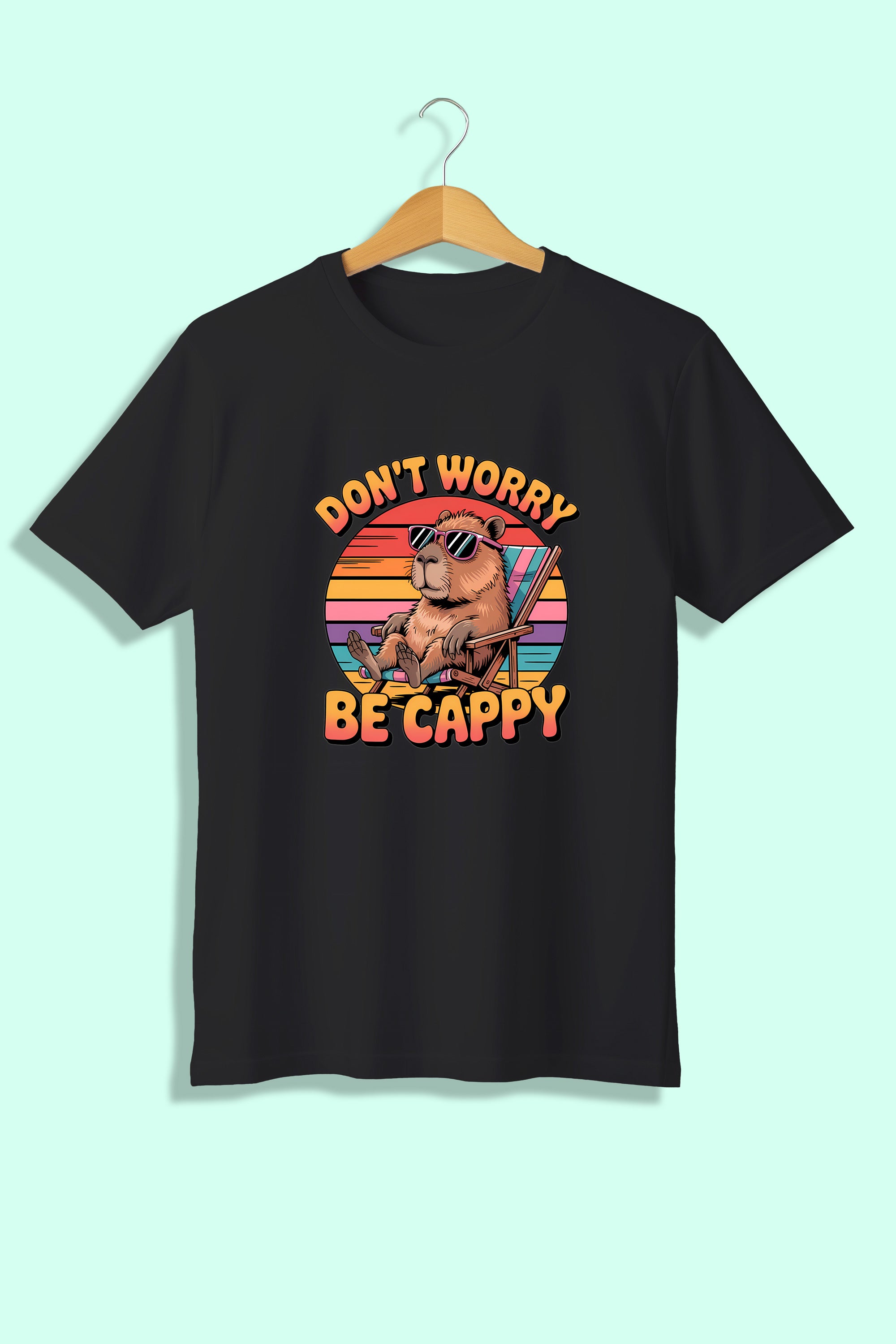 Tricou unisex (alb/negru), Don't worry, be cappy!