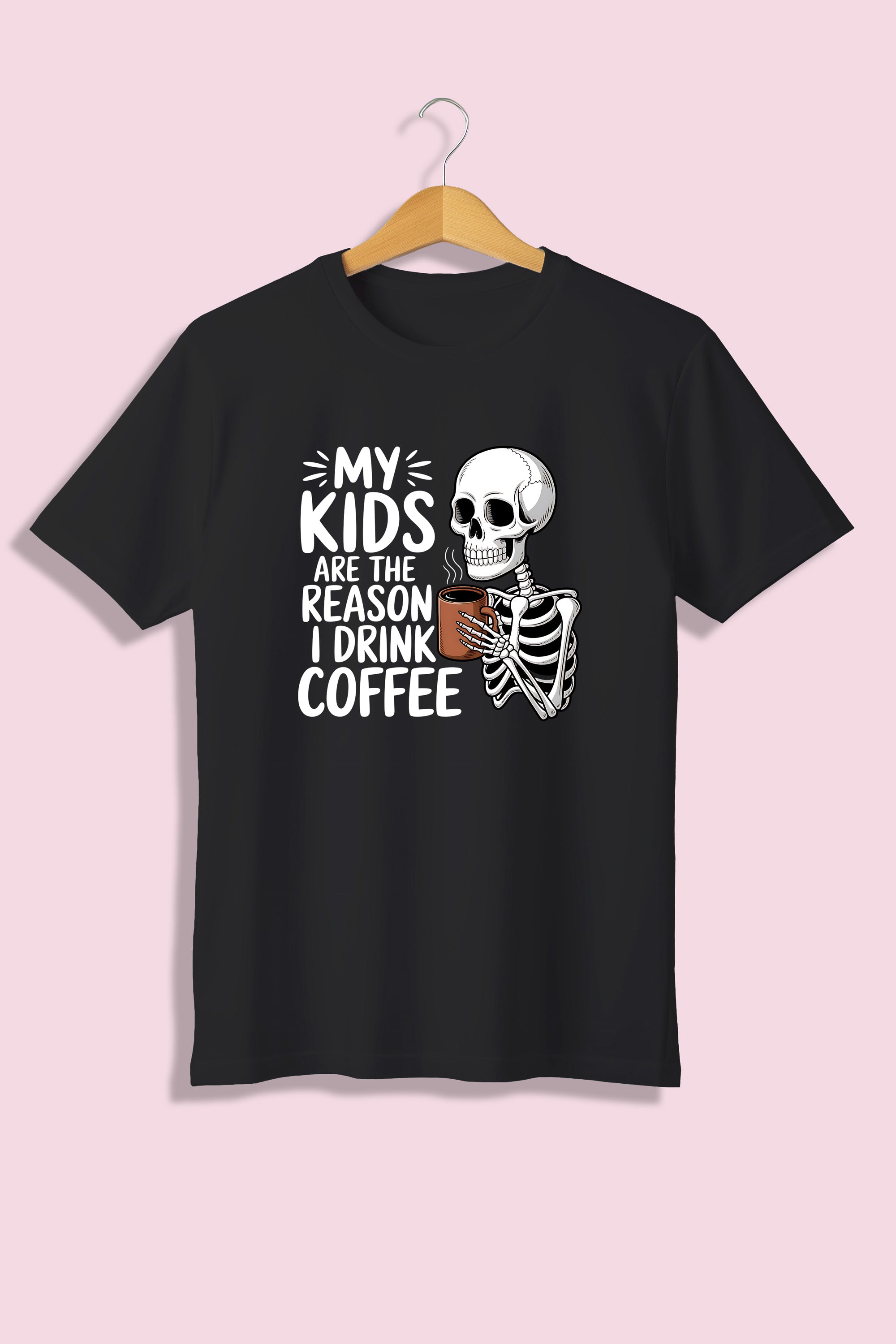 Tricou unisex (alb/negru), My kids are the reason I drink coffee