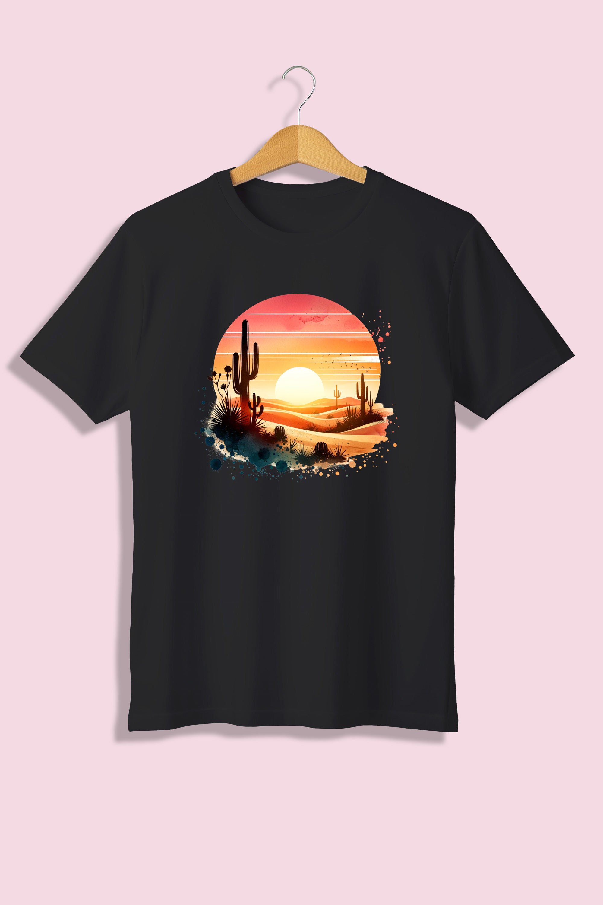 Tricou unisex (alb/negru), Desert