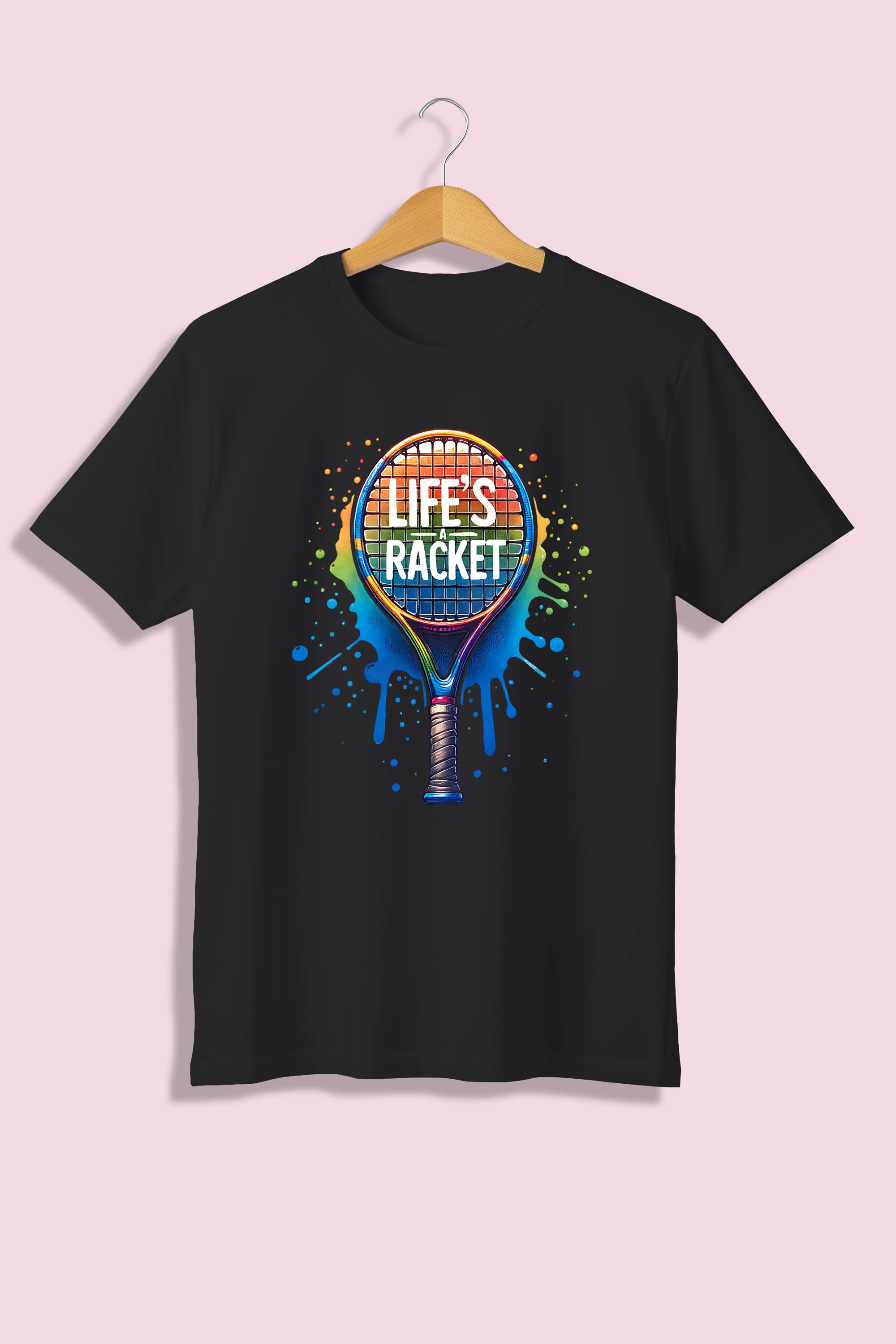 Tricou unisex (alb/negru), Life's a racket