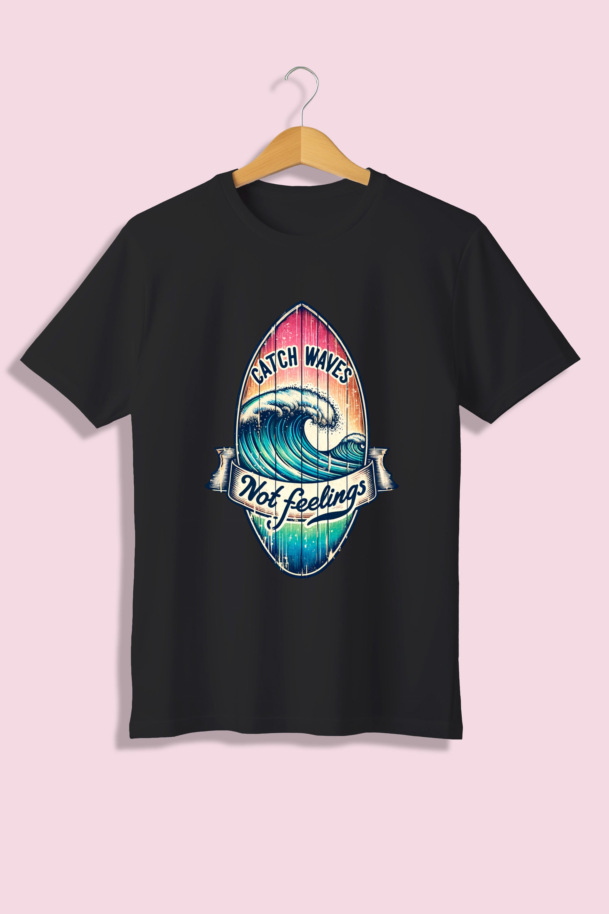 Tricou unisex (alb/negru), Catch the waves