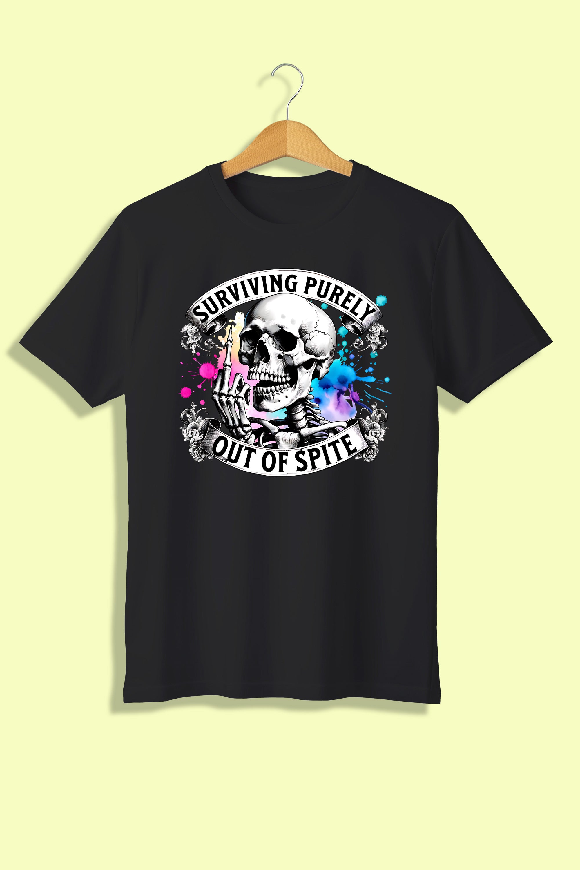 Tricou unisex (alb/negru), Surviving purely out of spite