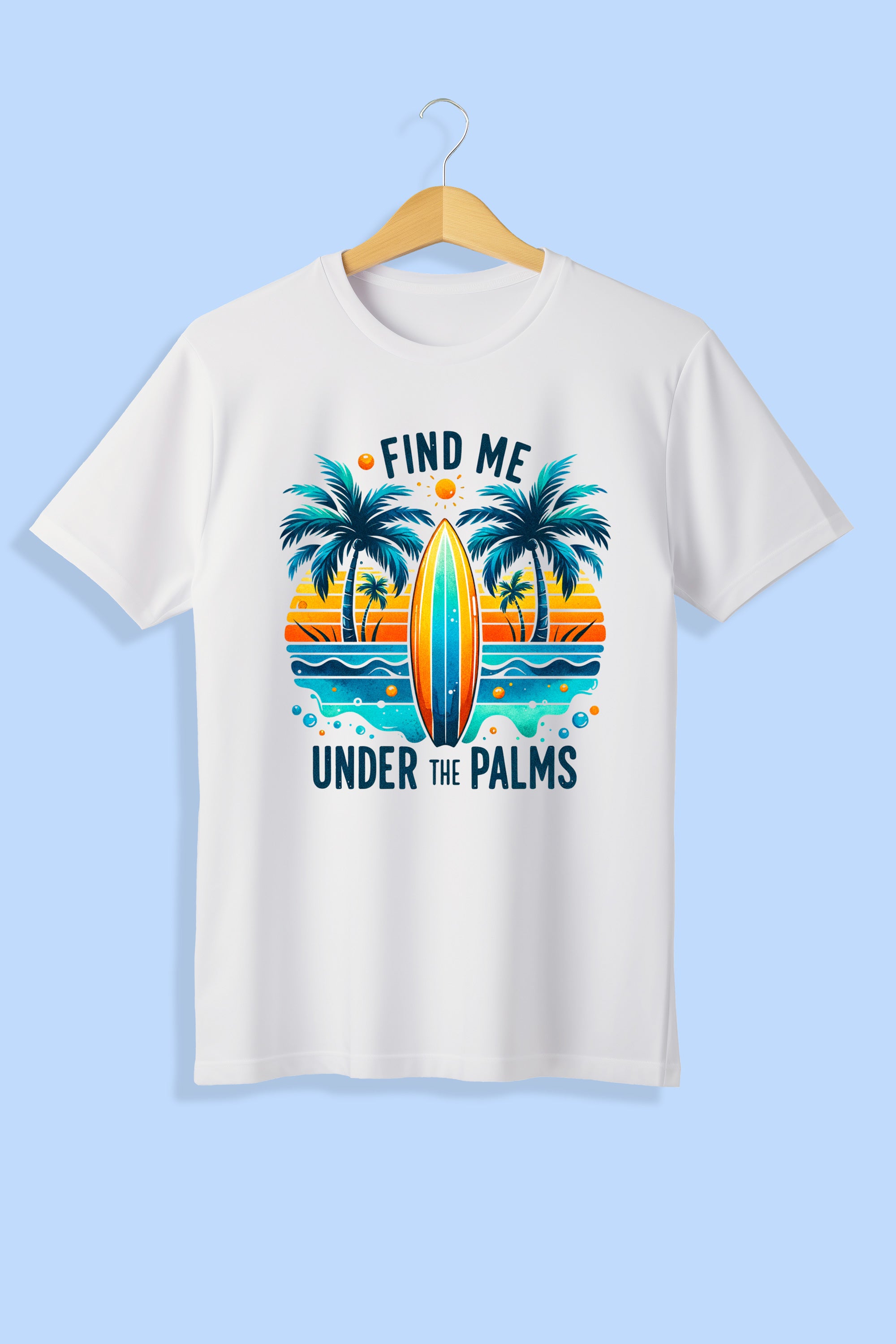 Tricou unisex (alb), Under the palms