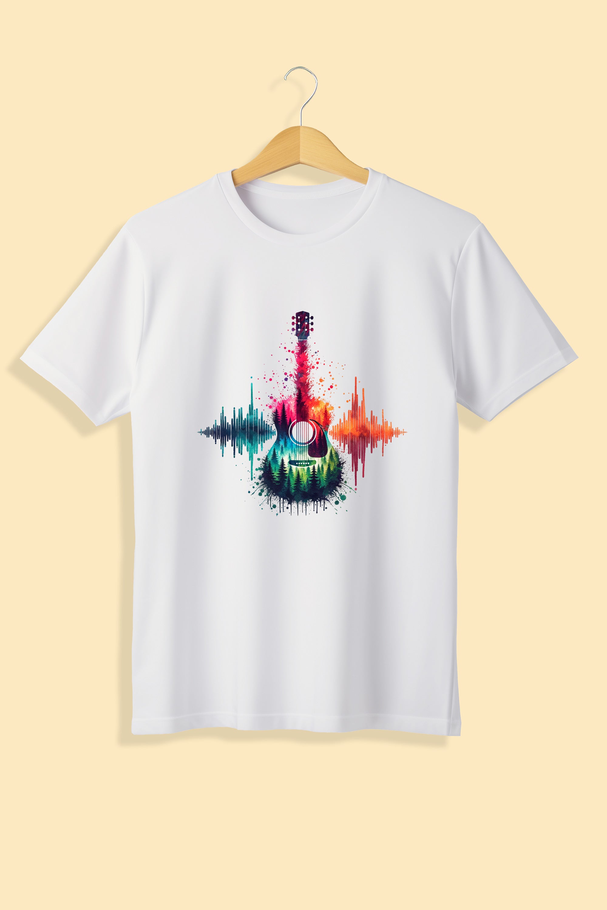 Tricou unisex (alb/negru), Guitar