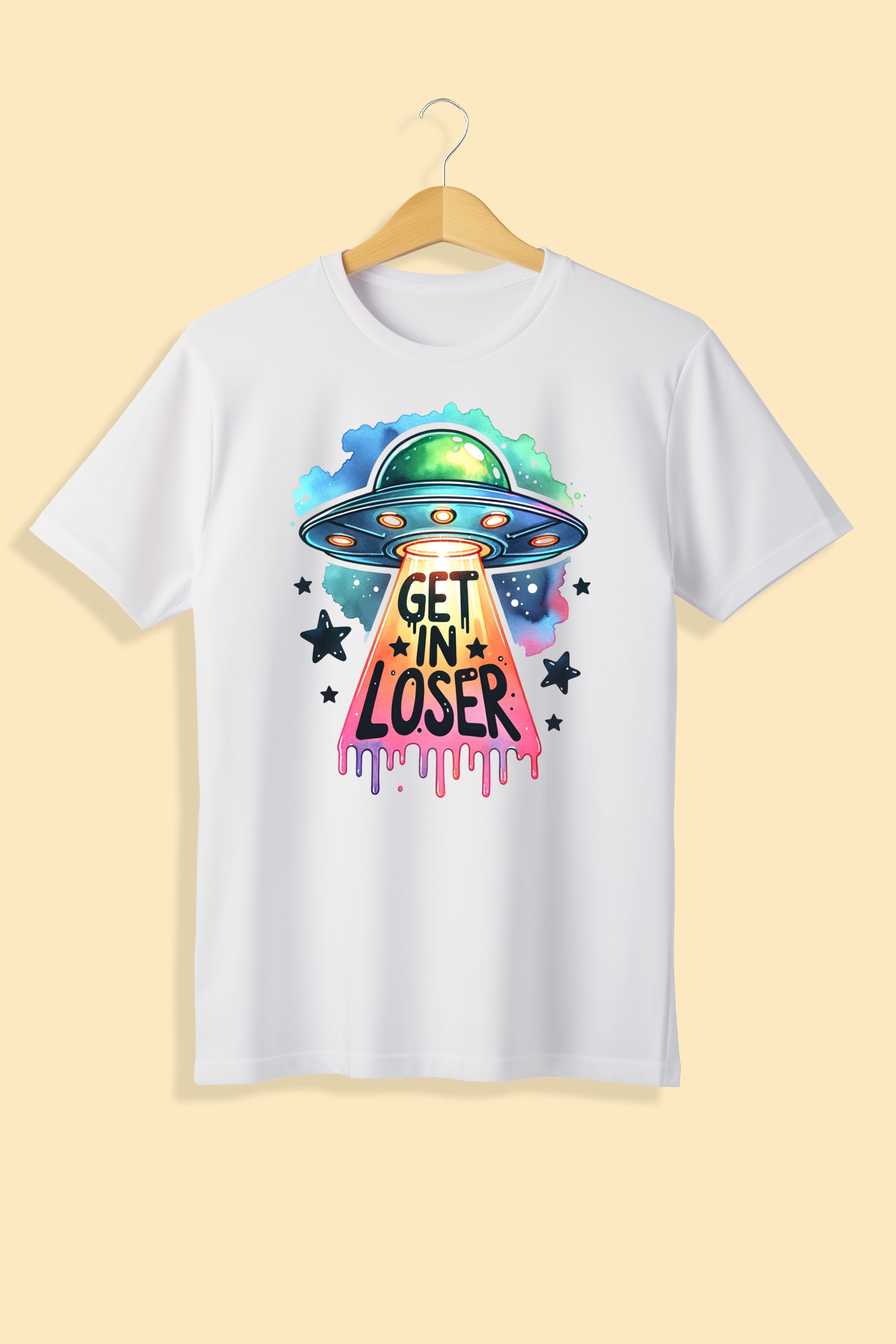 Tricou unisex (alb/negru), Get in, loser!
