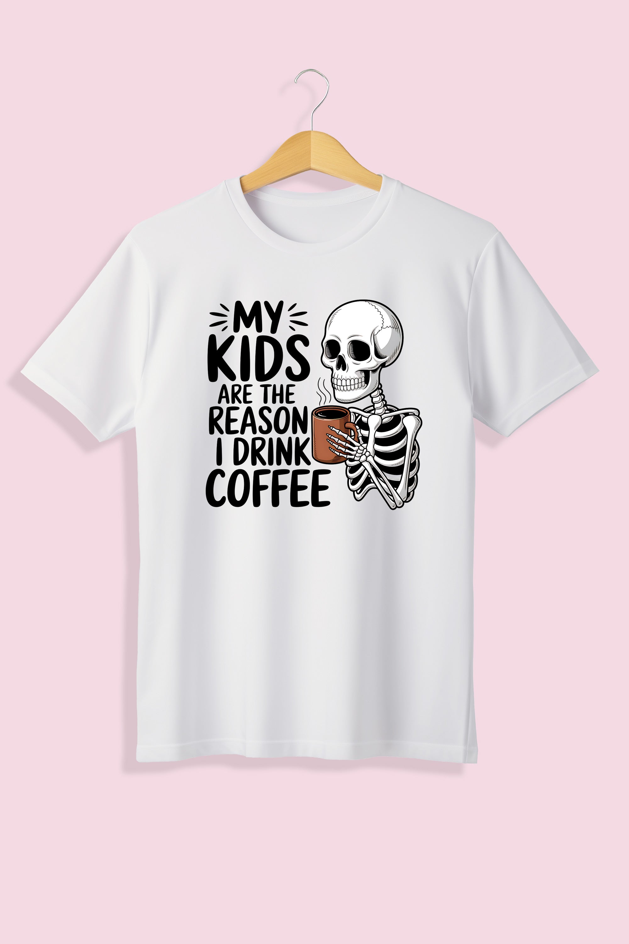 Tricou unisex (alb/negru), My kids are the reason I drink coffee