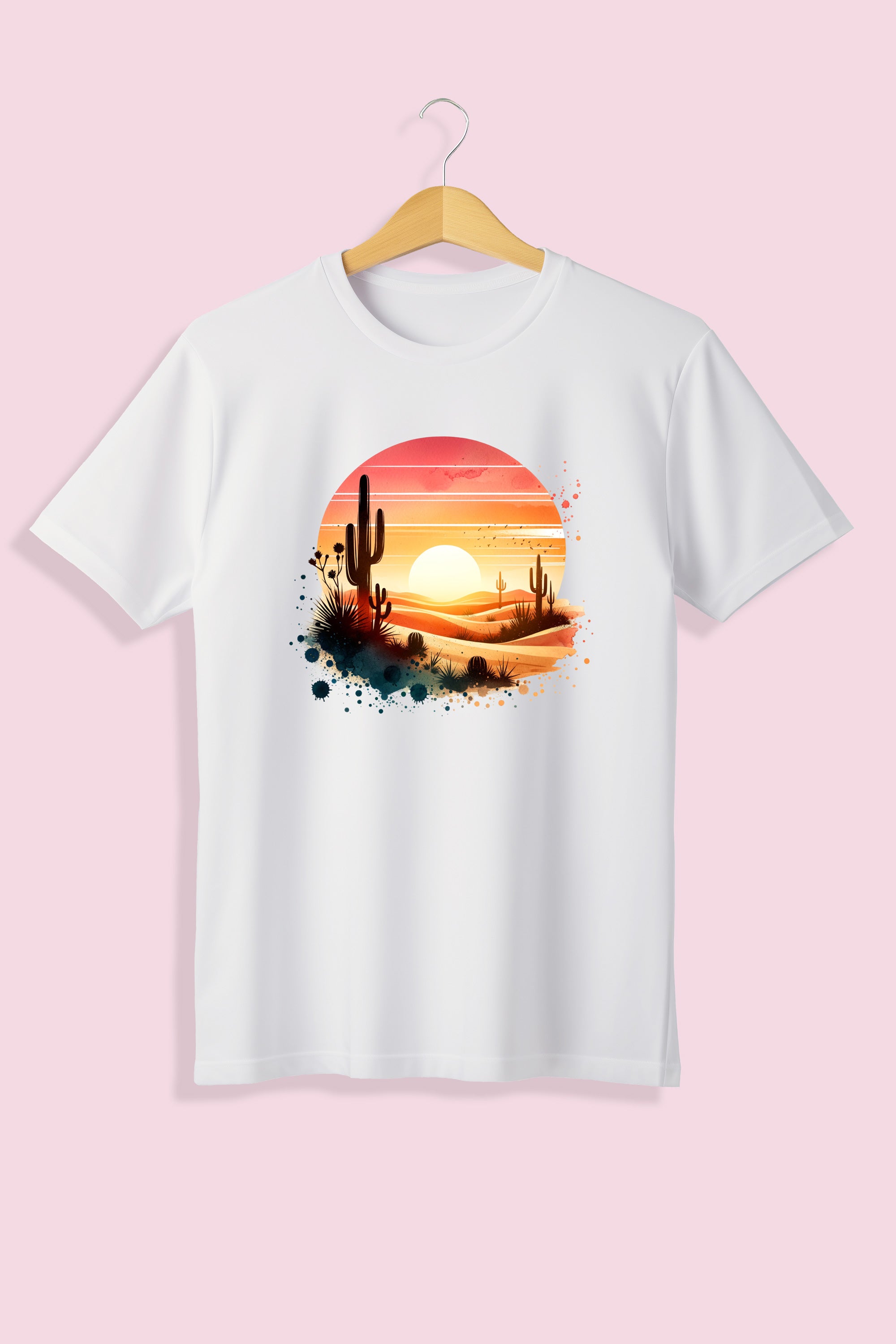 Tricou unisex (alb/negru), Desert