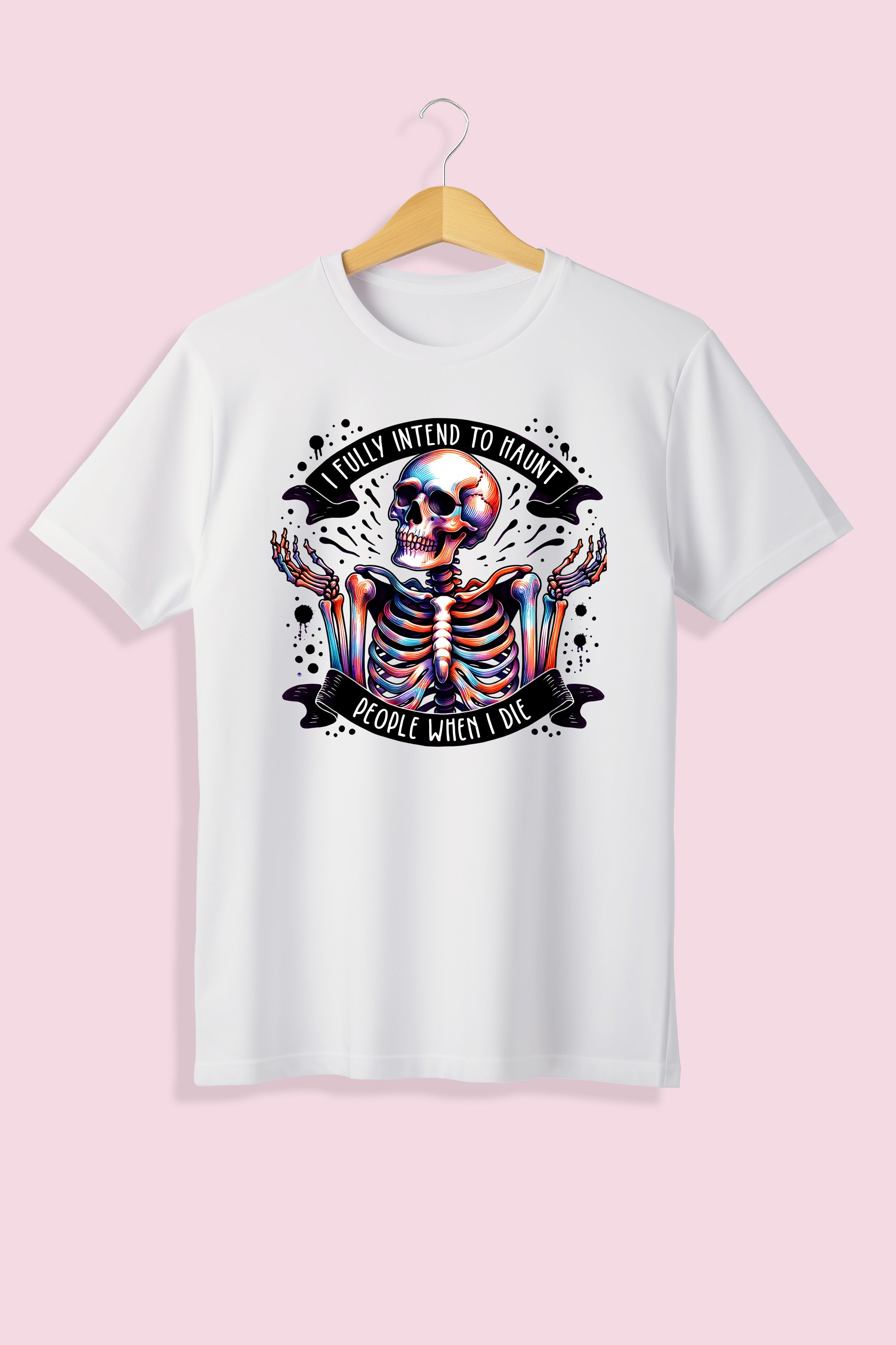 Tricou unisex (alb), I fully intend to haunt people when i die...