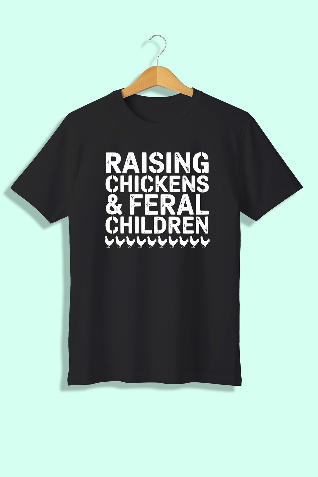 Tricou unisex (alb/negru), Raising chicken & feral children