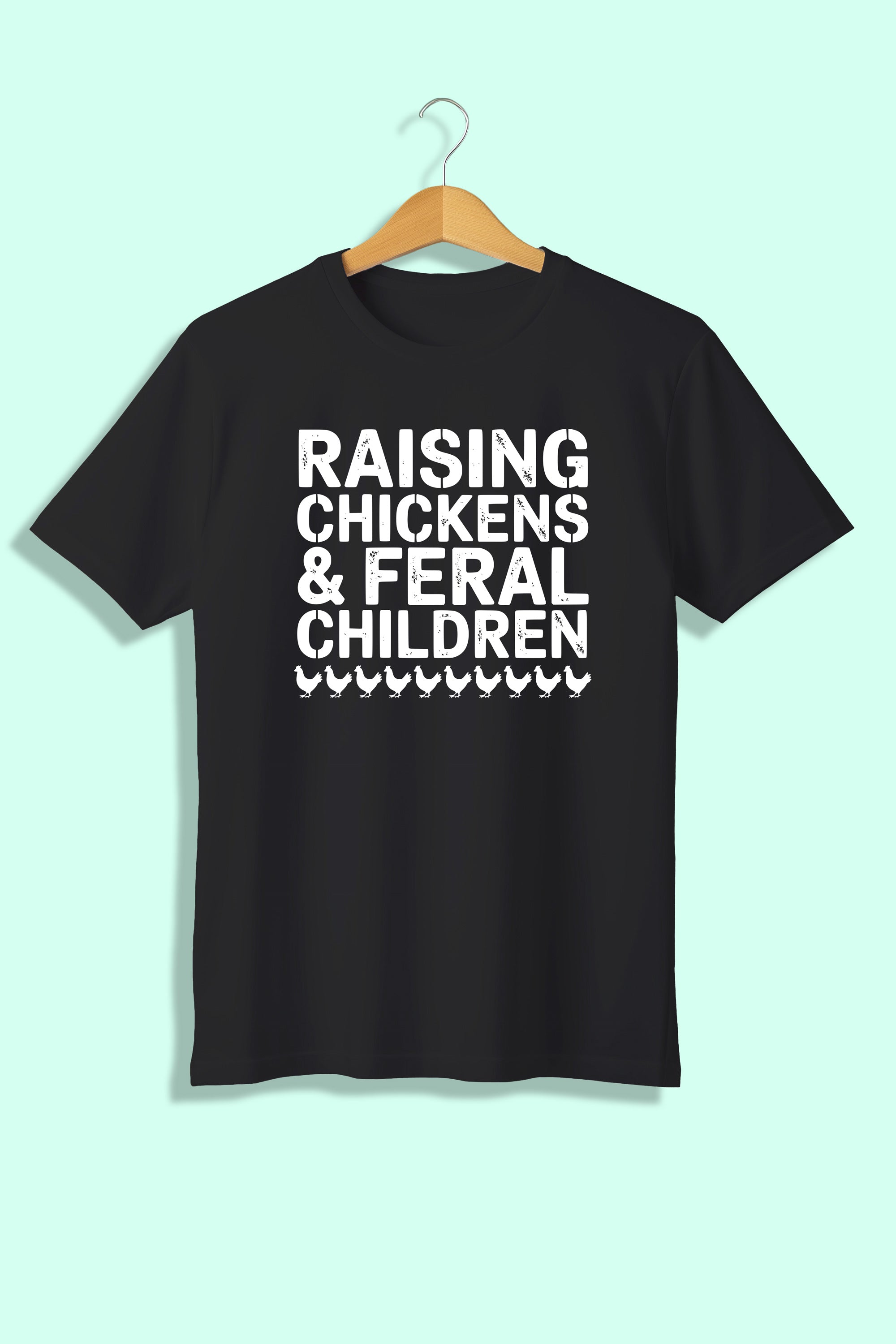 Tricou unisex (alb/negru), Raising chicken & feral children