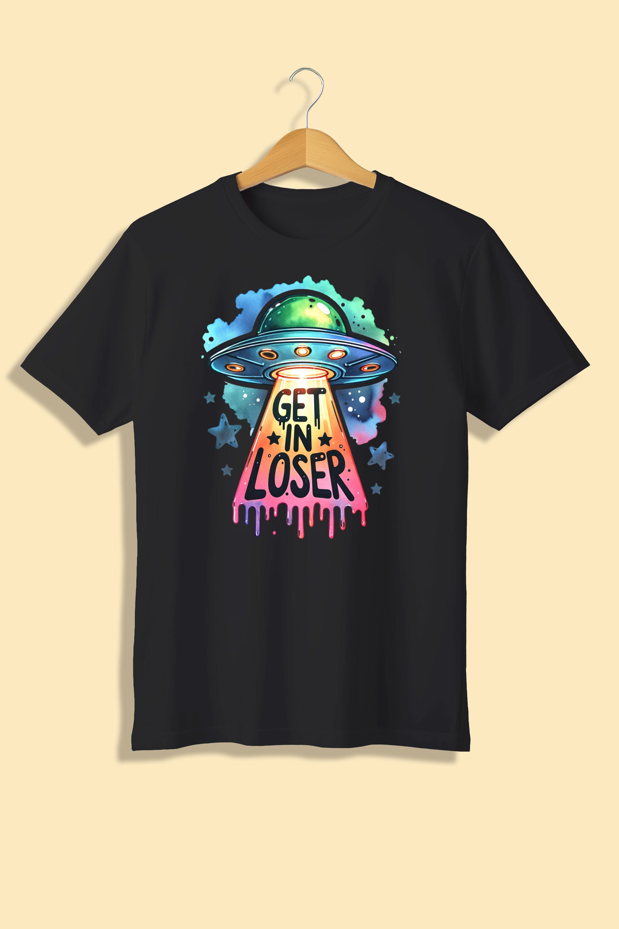 Tricou unisex (alb/negru), Get in, loser!
