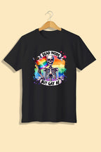 Tricou unisex (alb/negru), Dead inside, but gay AF