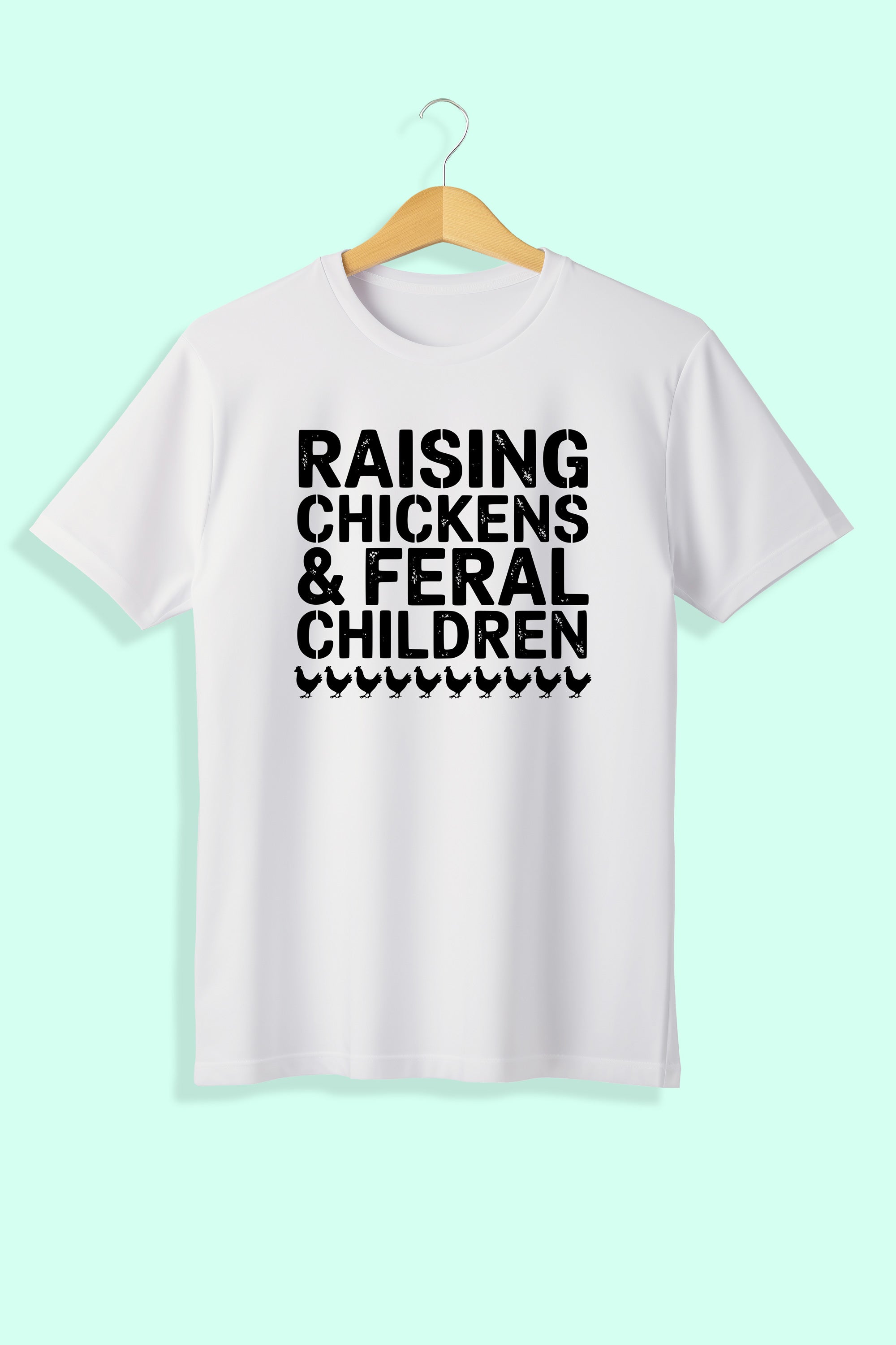 Tricou unisex (alb/negru), Raising chicken & feral children