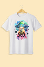 Tricou unisex (alb/negru), Get in, loser!