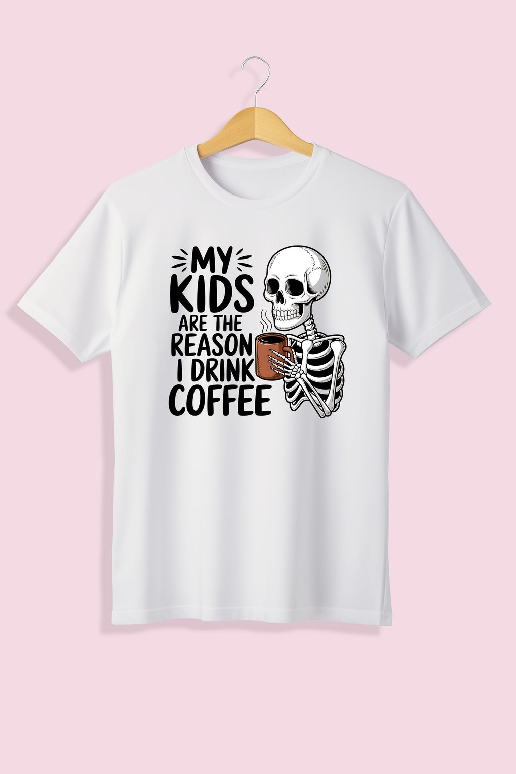 Tricou unisex (alb/negru), My kids are the reason I drink coffee