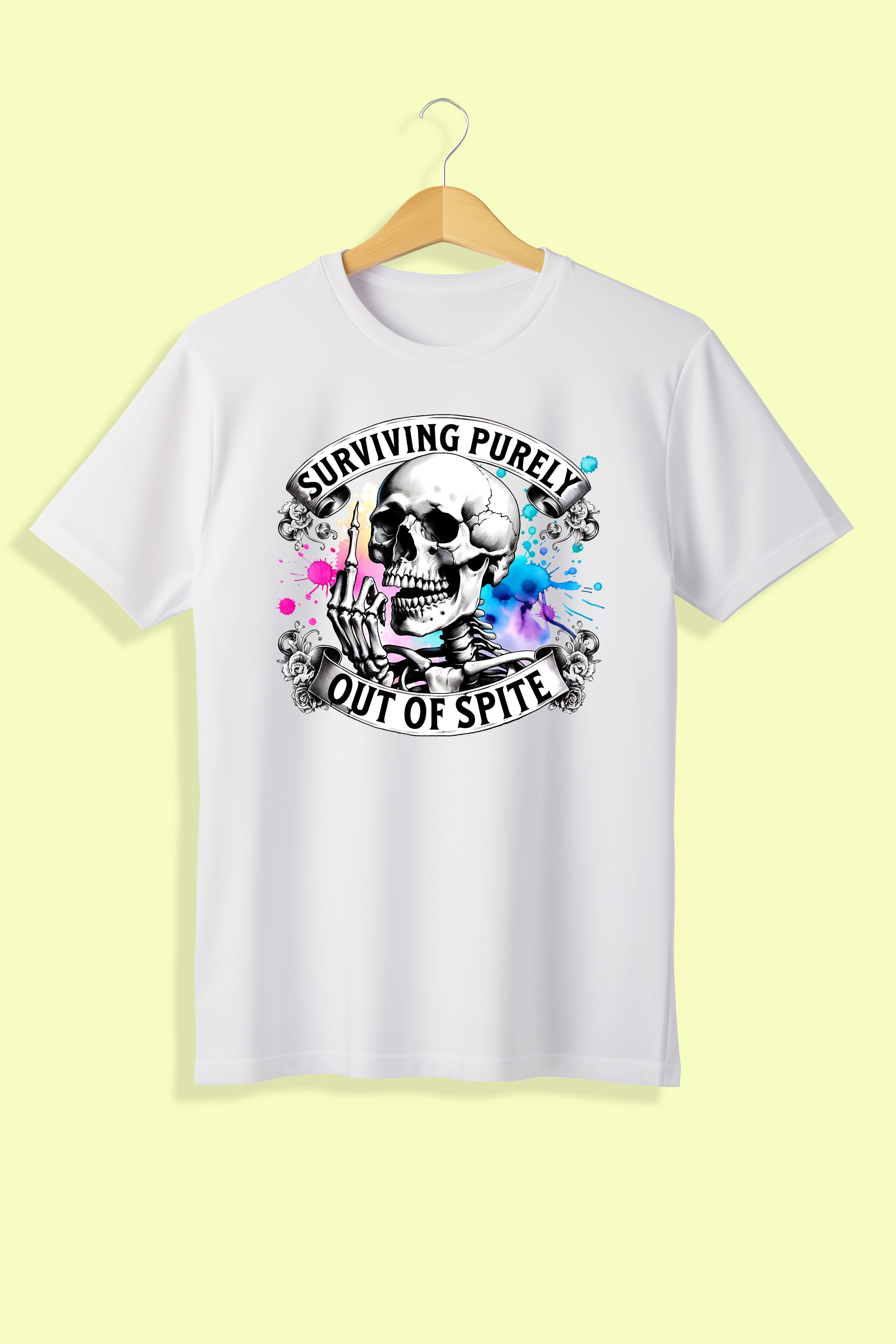 Tricou unisex (alb/negru), Surviving purely out of spite