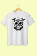 Tricou unisex (alb), Hoot this owl